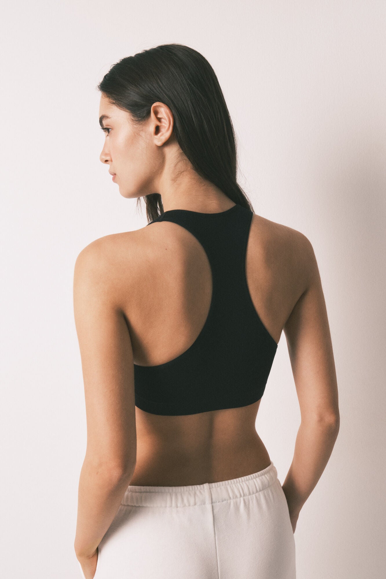 Seamless black sports bra