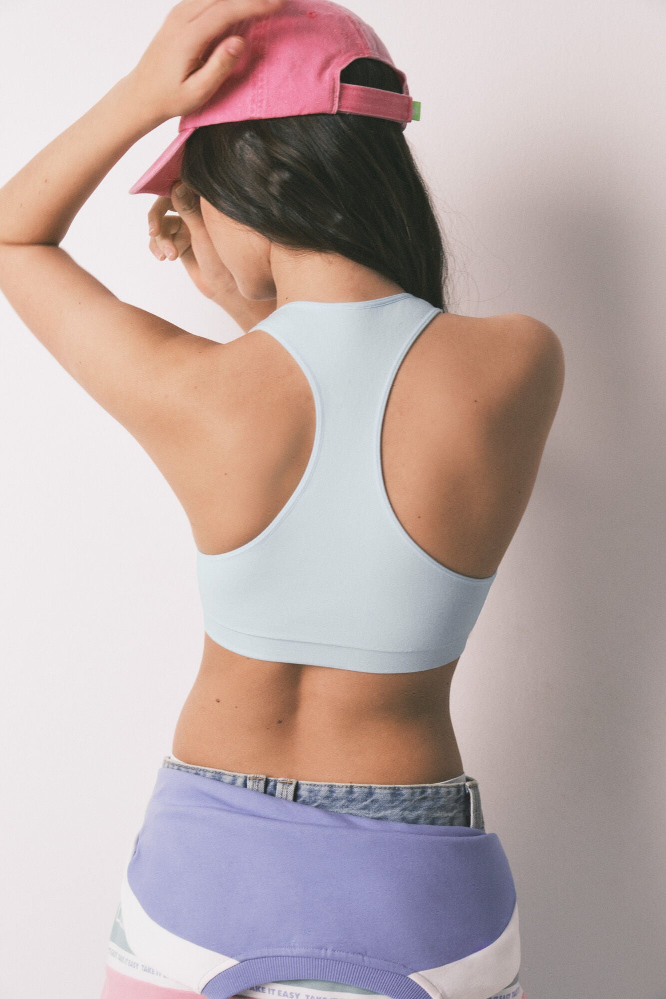 Seamless black sports bra