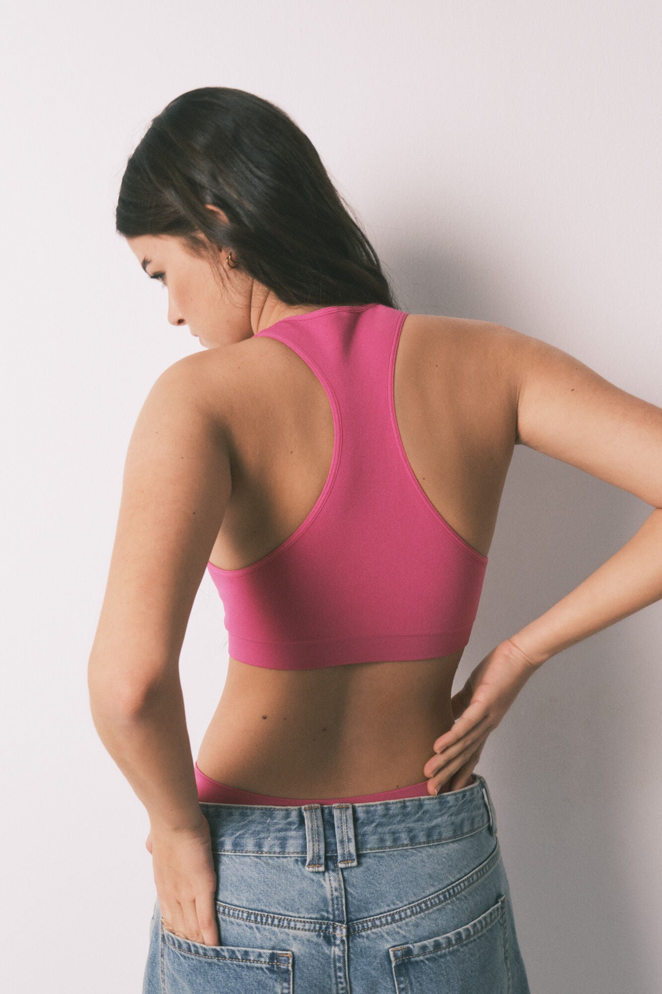 Seamless black sports bra