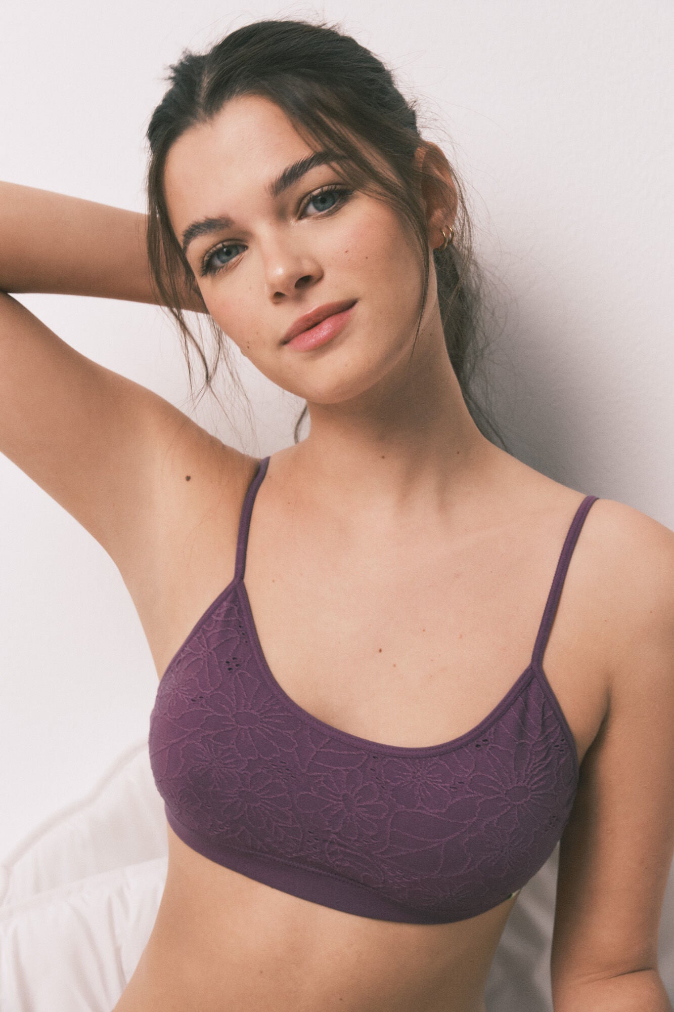 Seamless floral top bra