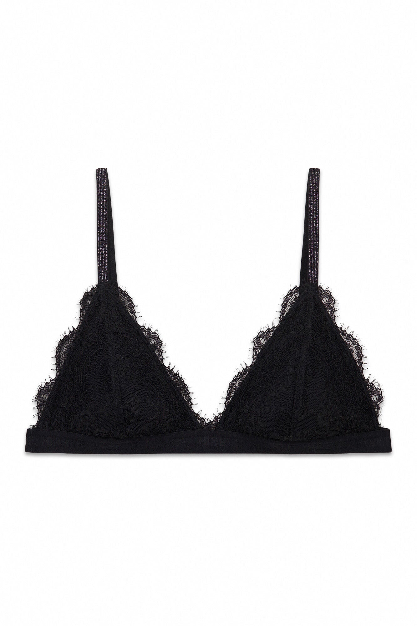 Black lace triangle bra