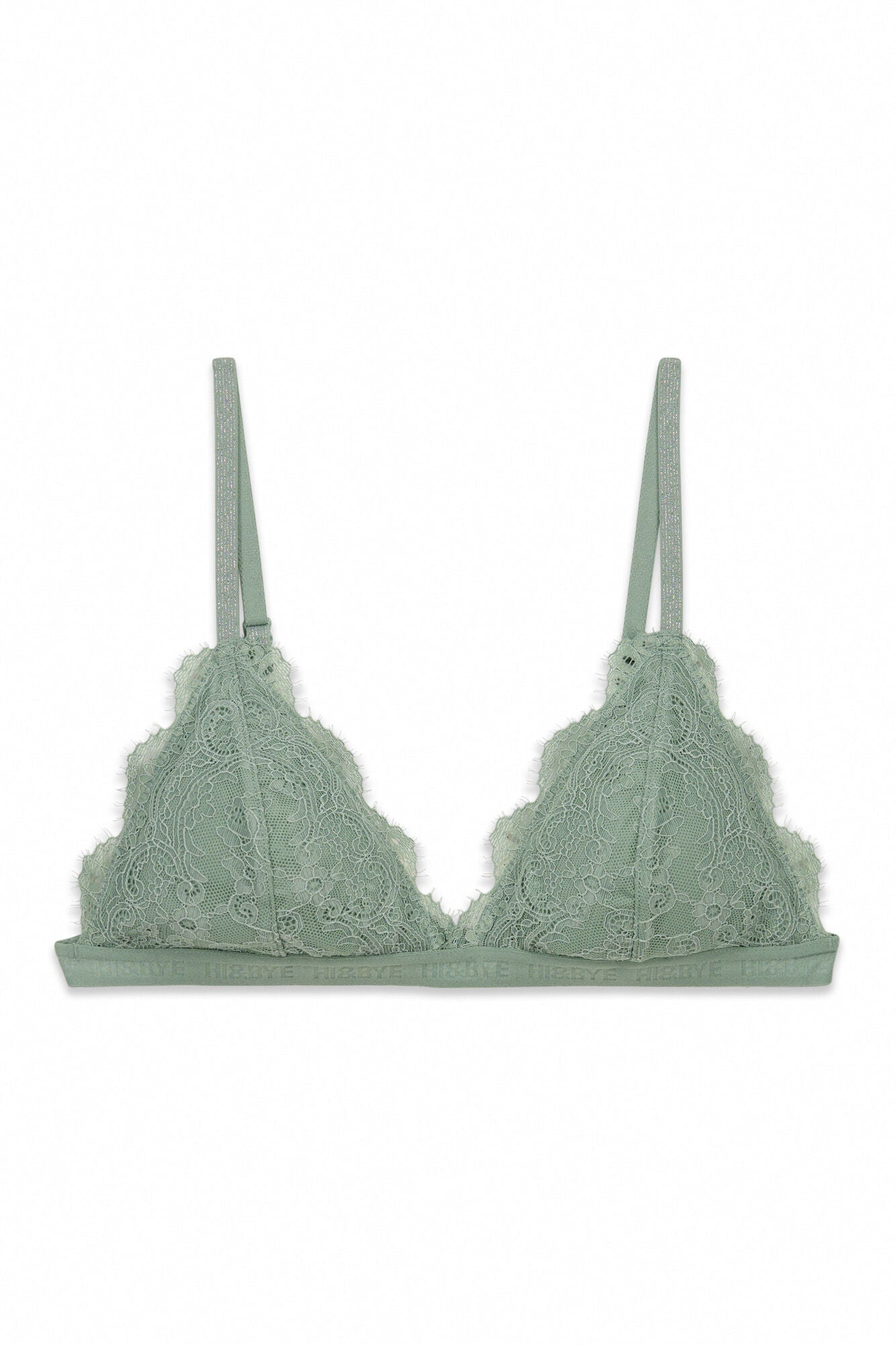 Green lace triangle bra