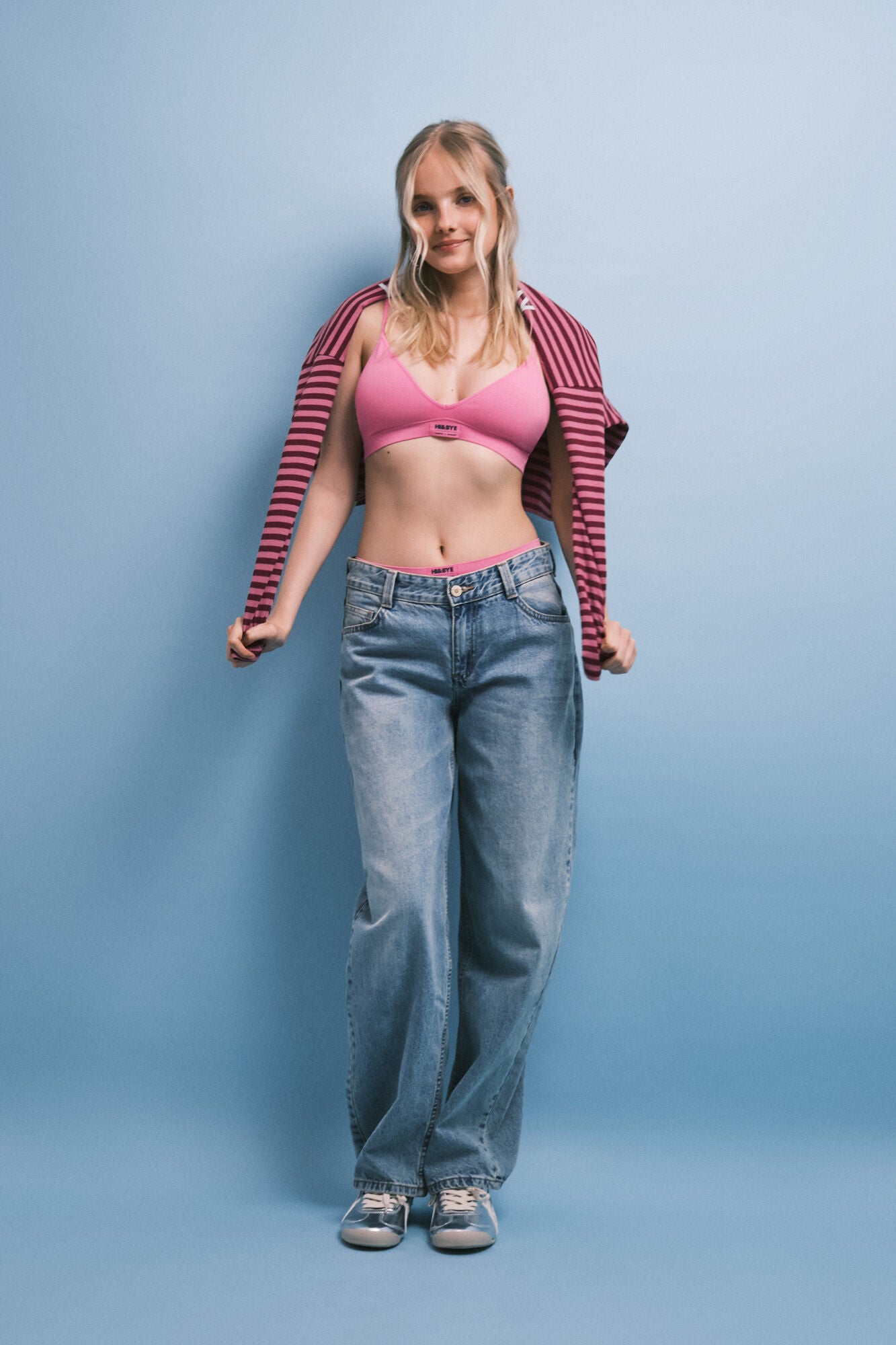 Pink padded triangle bra
