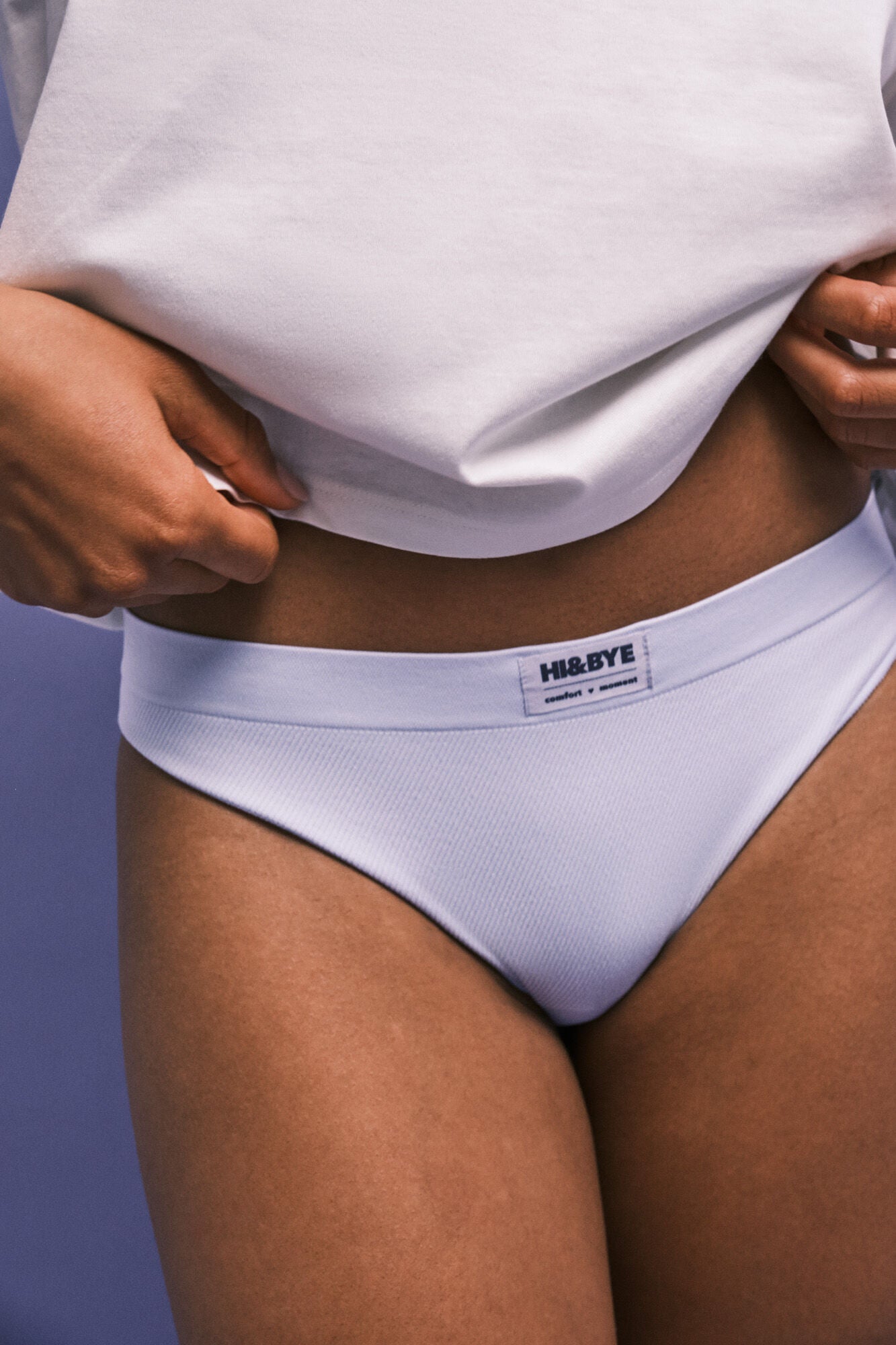 Classic blue ribbed seamless panty