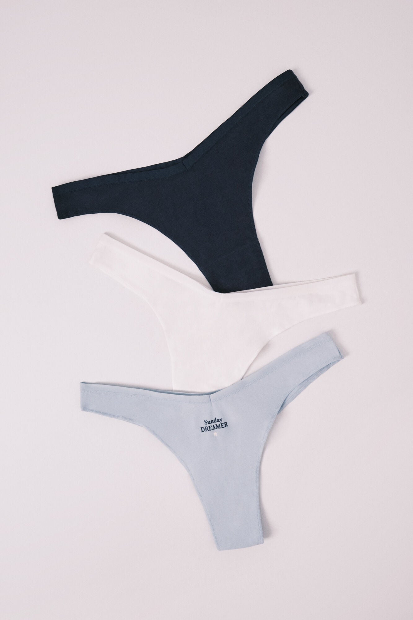 Pack of 3 blue V-cut Brazilian panties