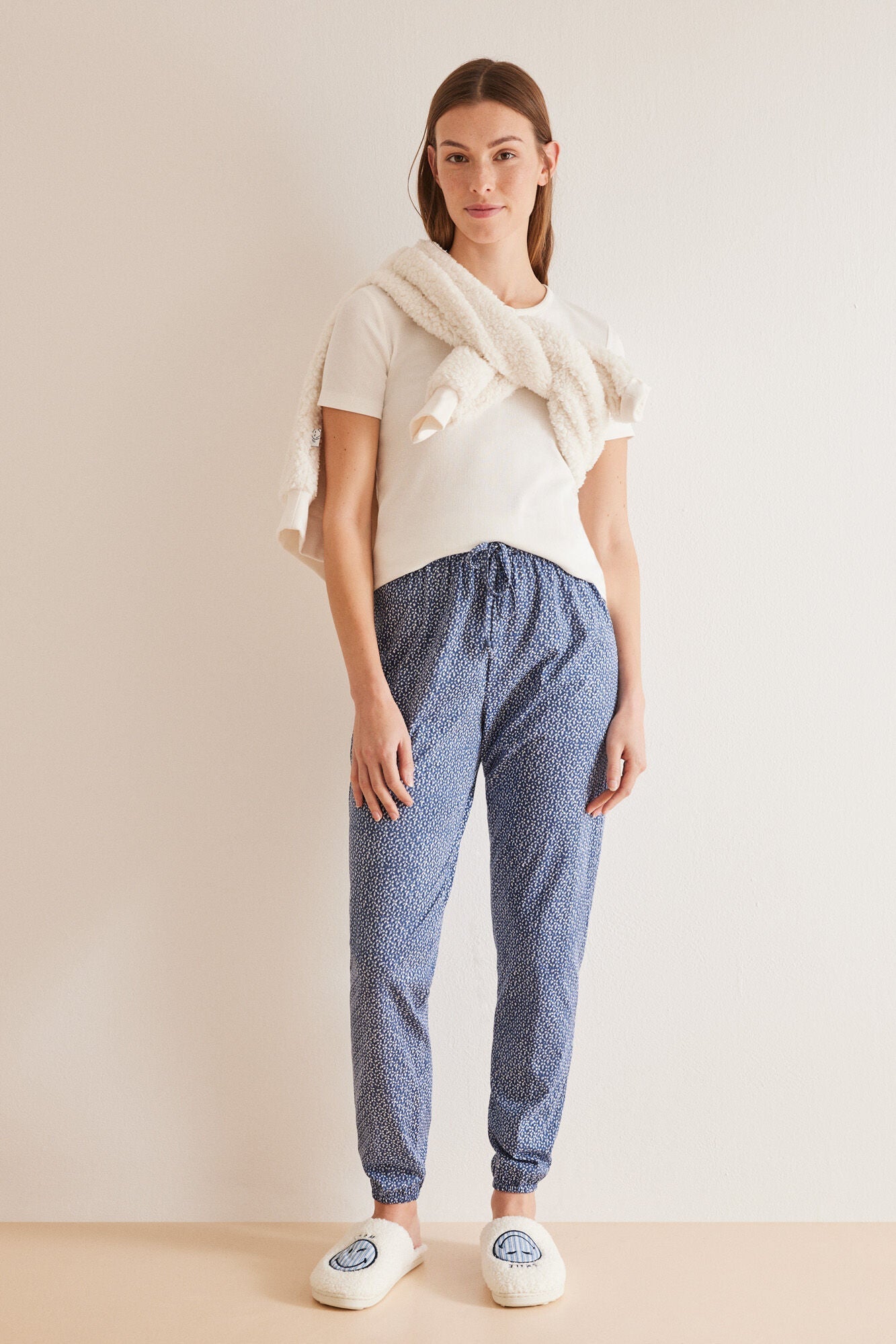Cotton geometric trousers