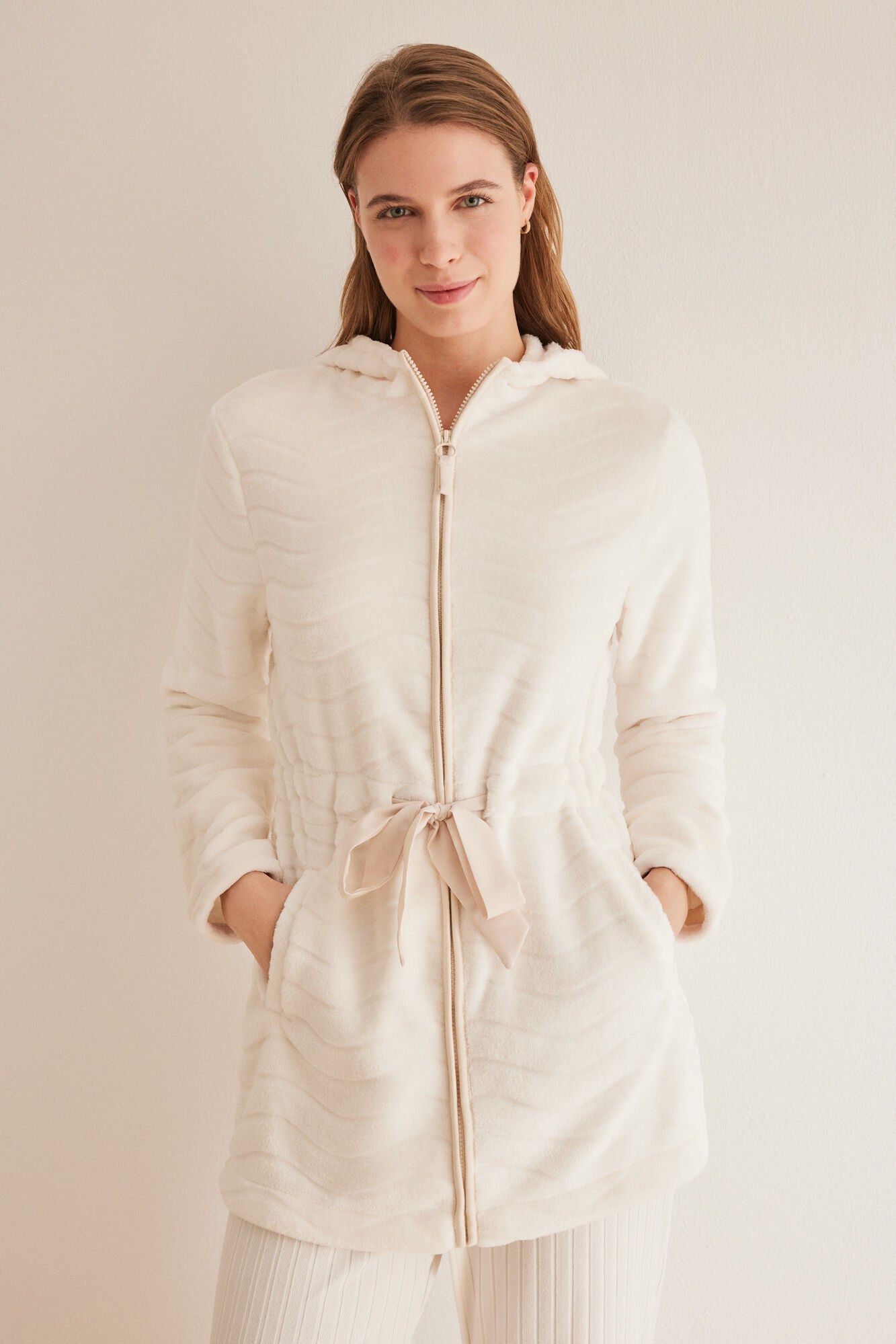 Zippered fleece robe