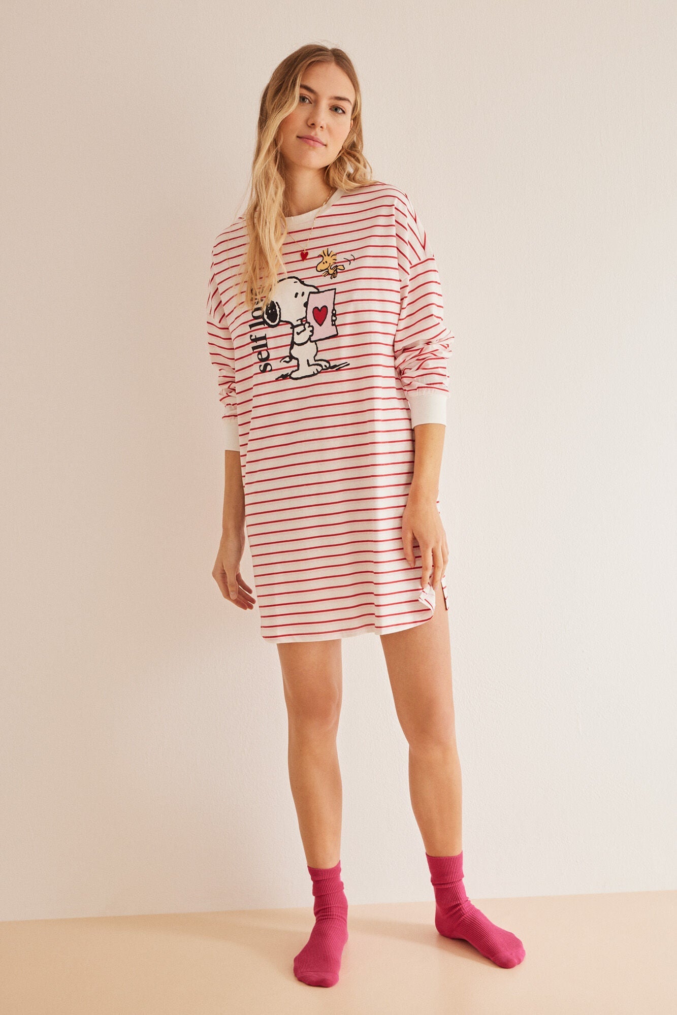 Snoopy striped nightgown