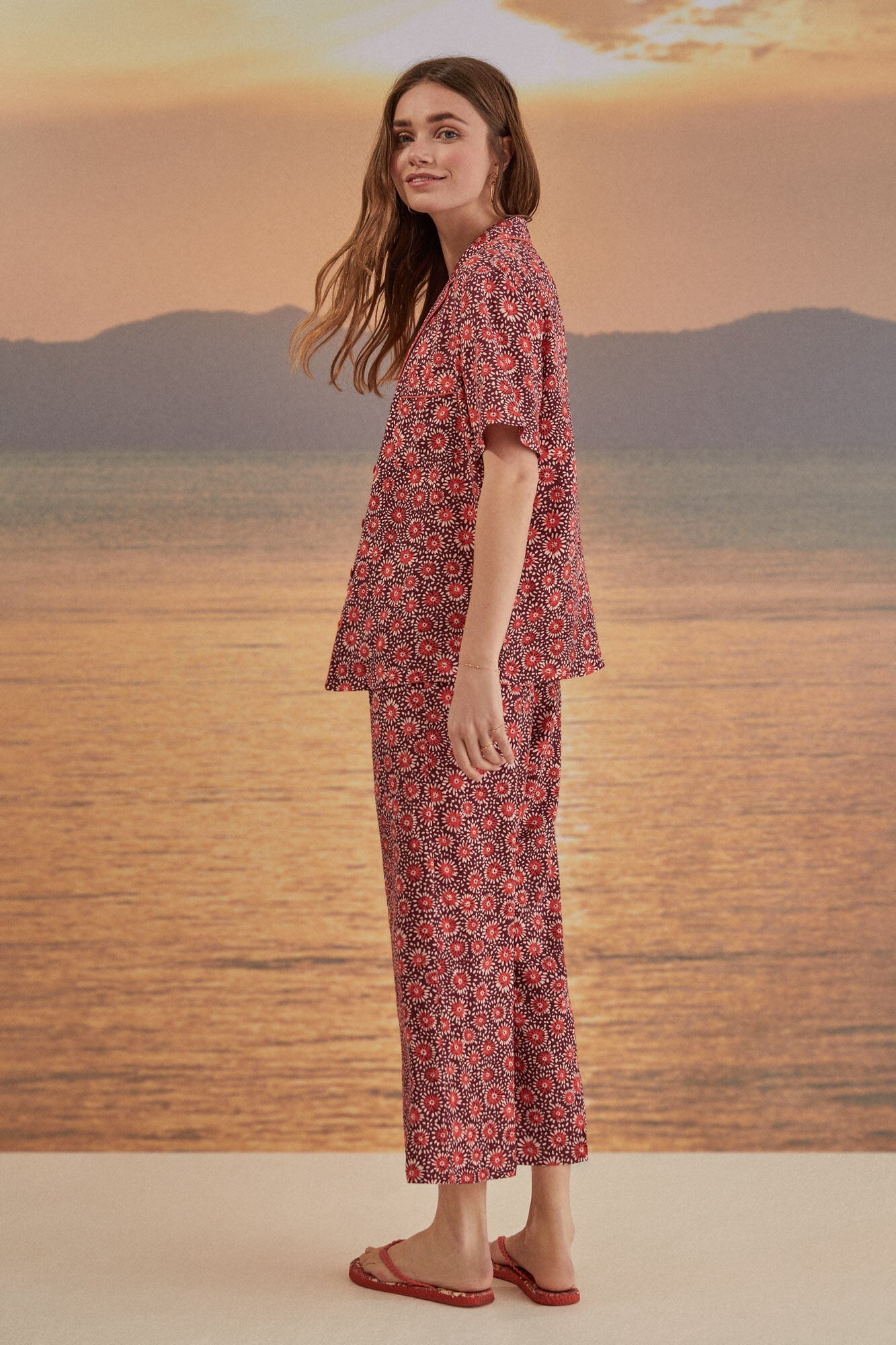 Capri printed shirt pajamas