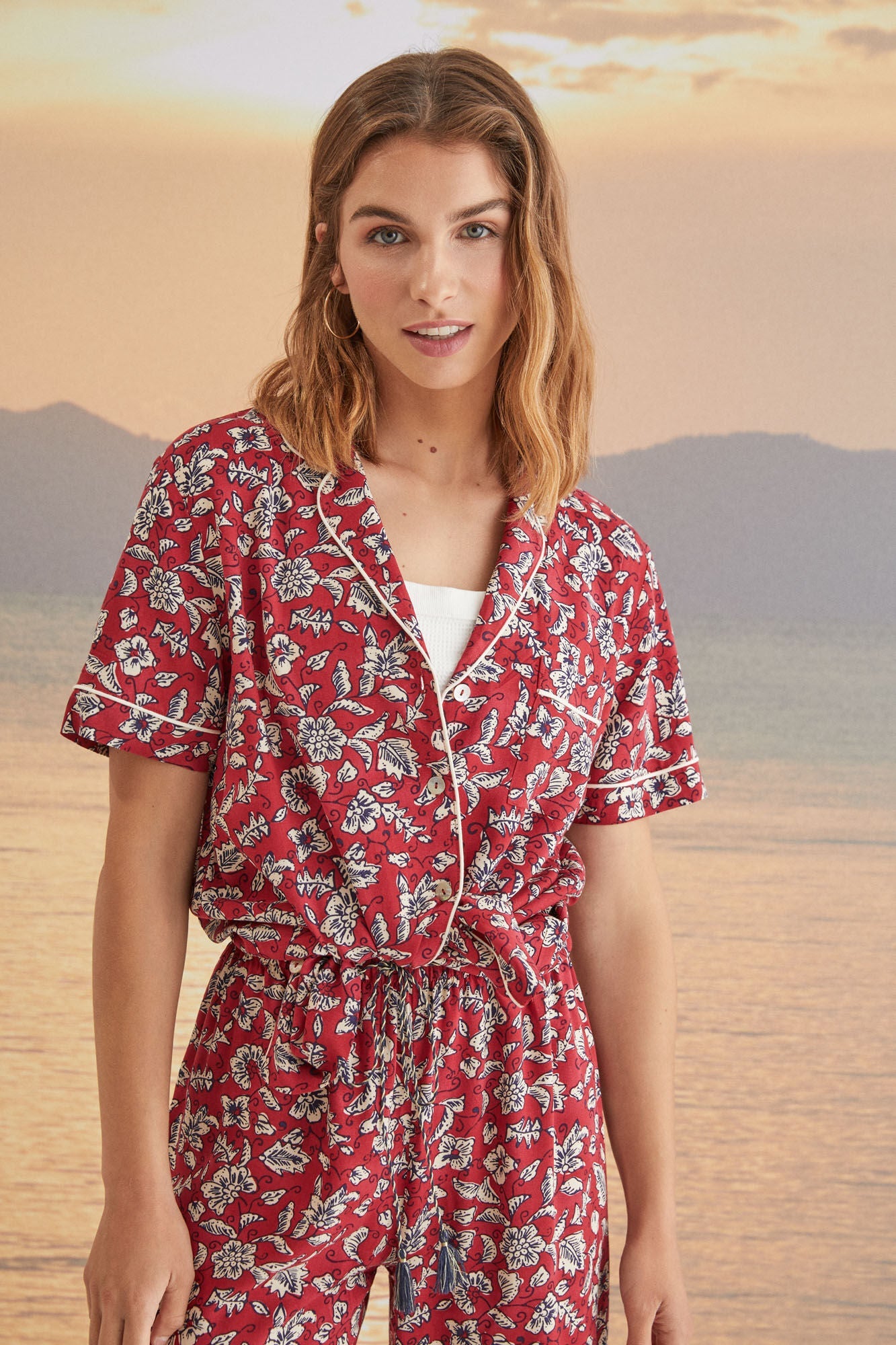 Printed Capri shirt pyjamas