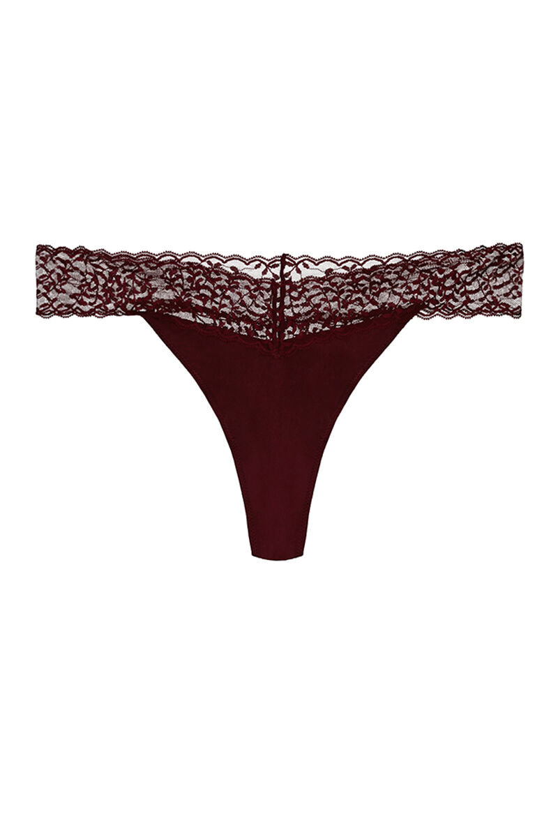 Microfiber lace thong