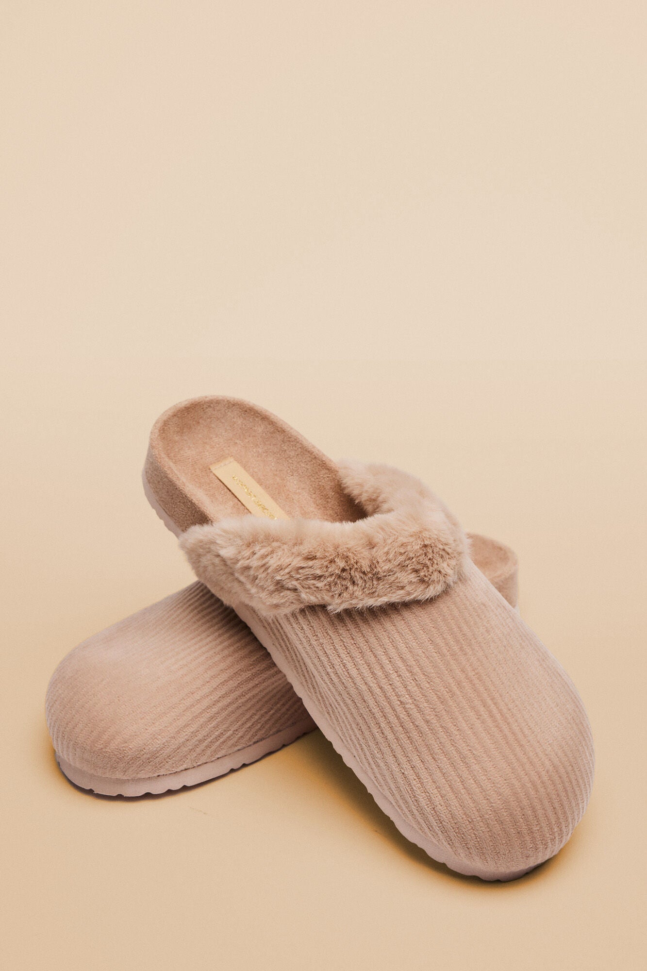 Slippers home corduroy brown clog