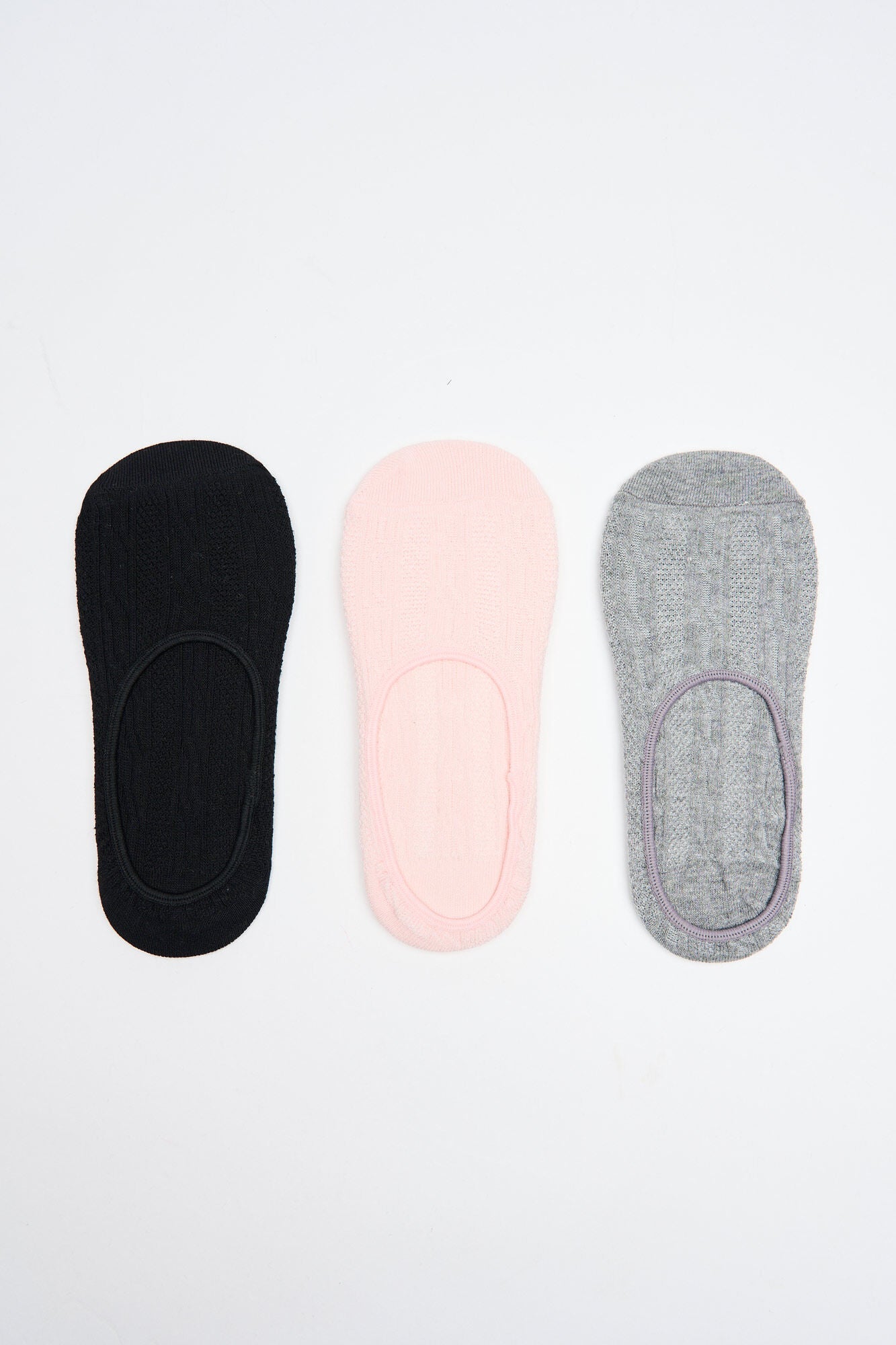 Pack of 3 invisible textured cotton socks