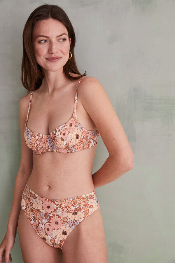 Top bikini orange flowers Cup B